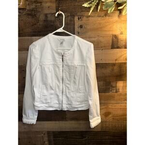 White House Black Market White Denim Jacket, size 10